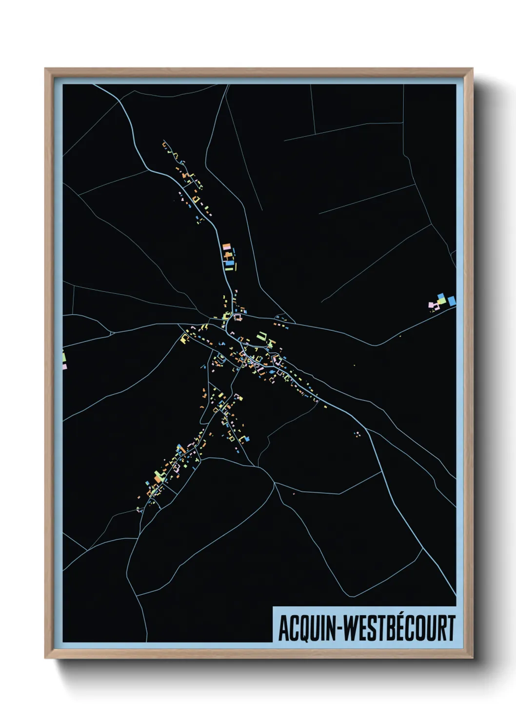Une affiche de carte sur Acquin-Westbécourt