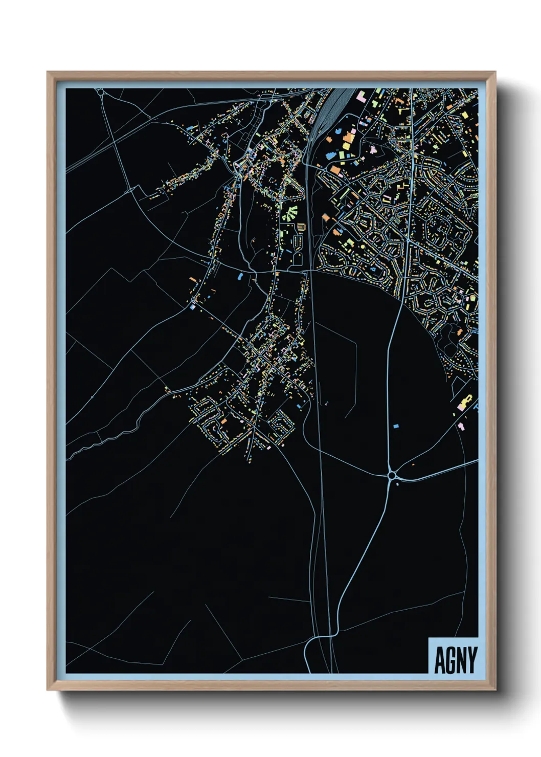 Une affiche de carte sur Agny