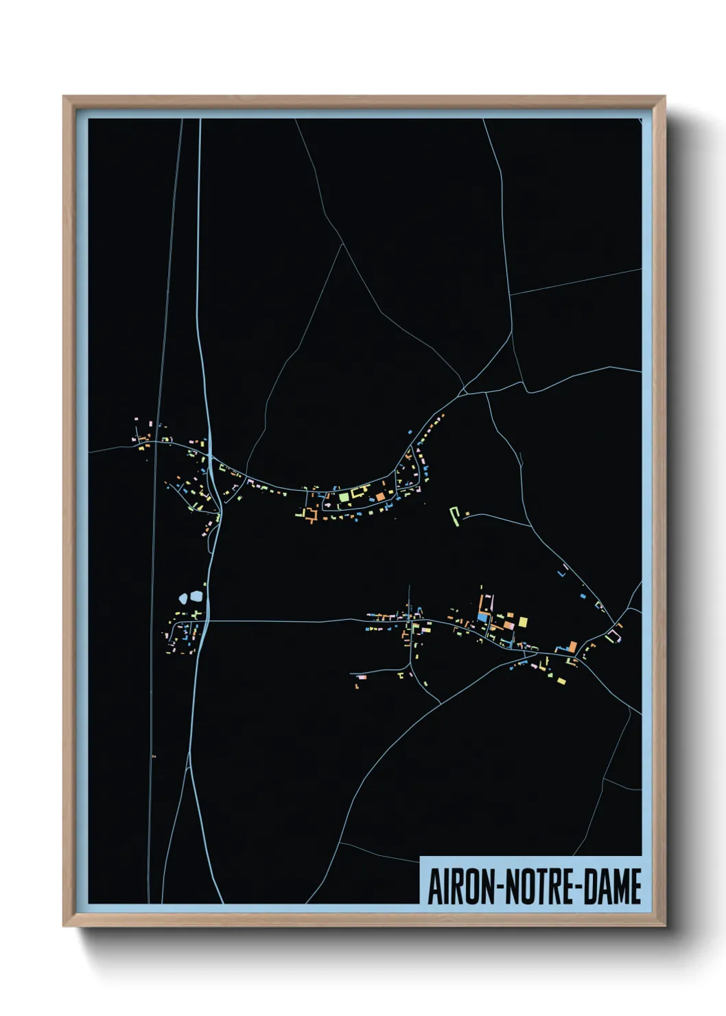 Une affiche de carte sur Airon-Notre-Dame