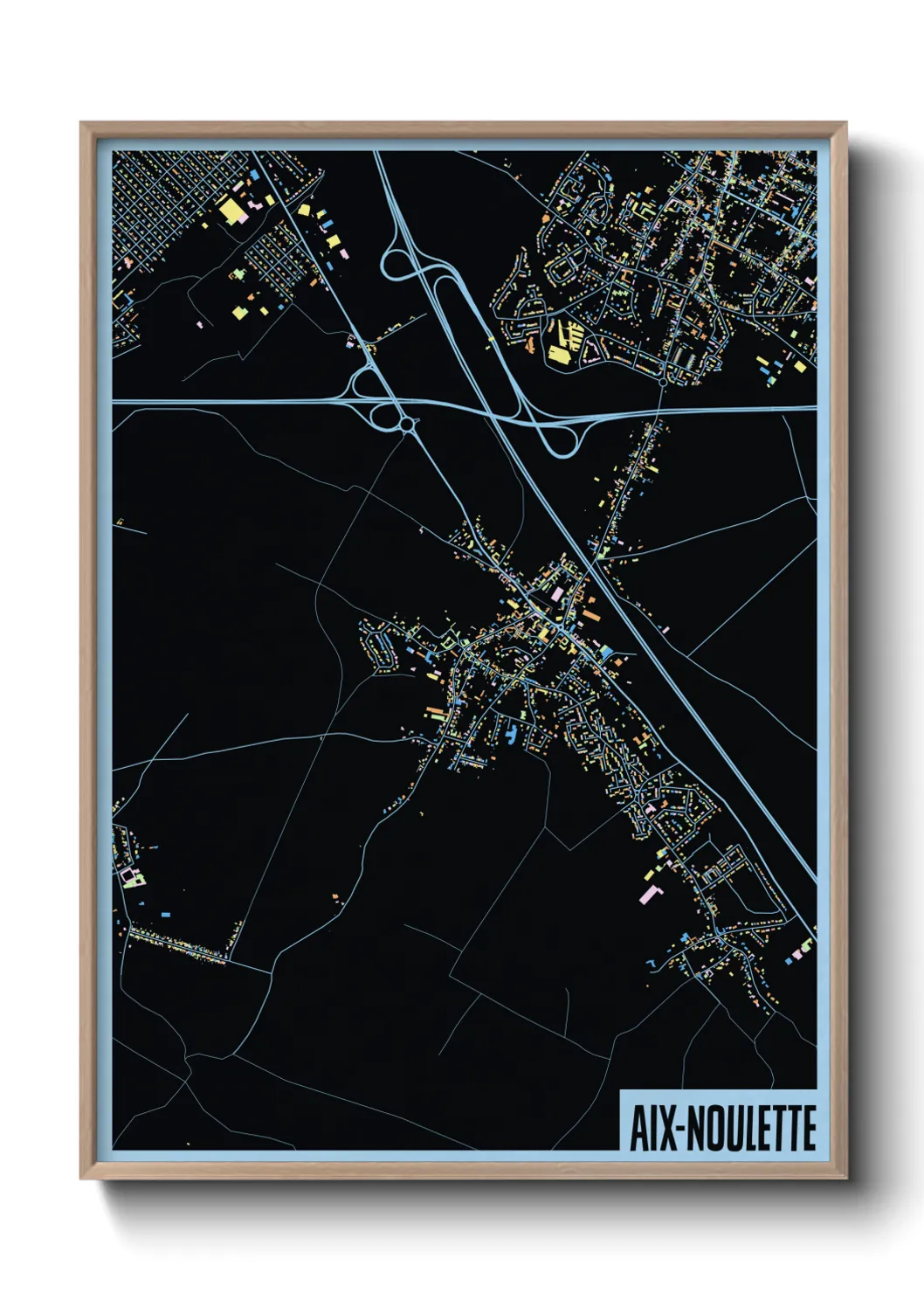 Une affiche de carte sur Aix-Noulette