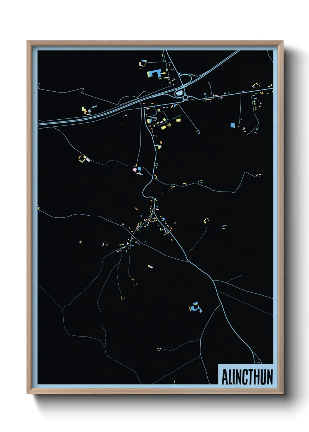 Une affiche de carte sur Alincthun