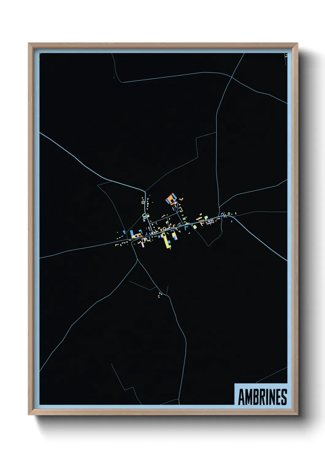 Une affiche de carte sur Ambrines