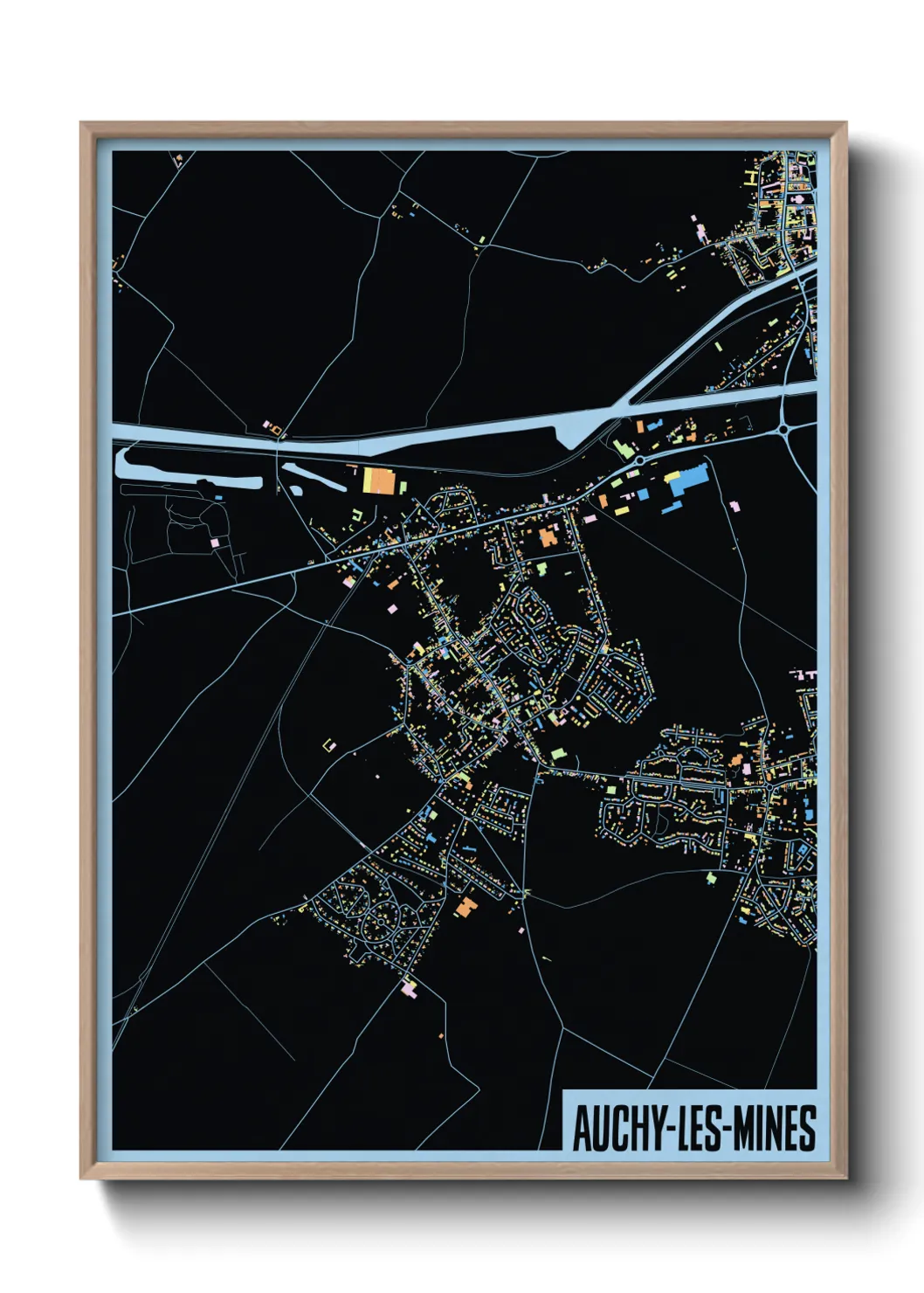 Une affiche de carte sur Auchy-les-Mines