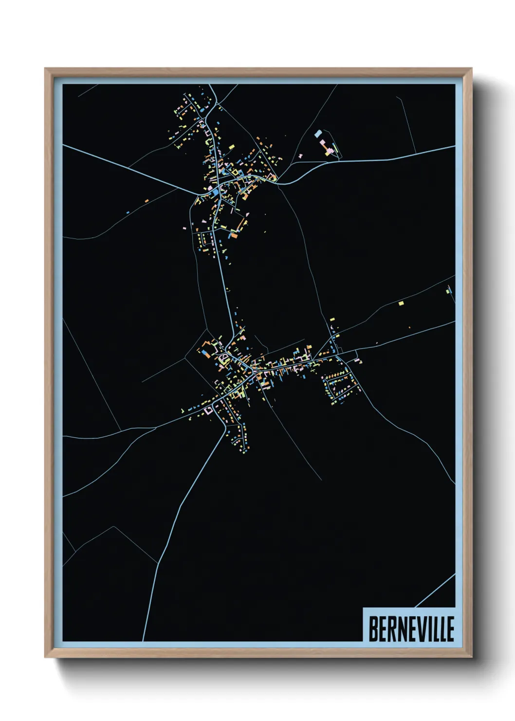 Une affiche de carte sur Berneville