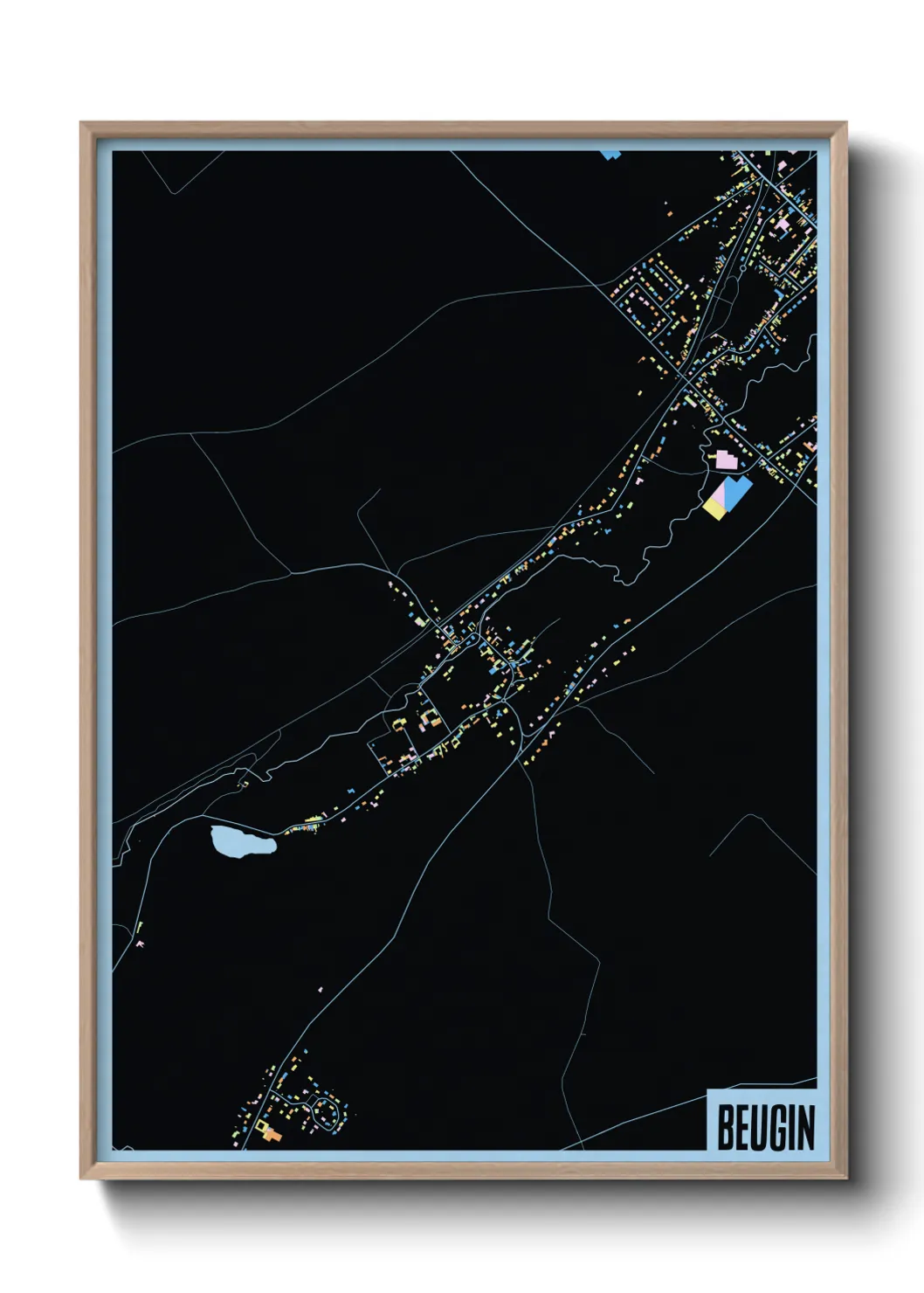 Une affiche de carte sur Beugin