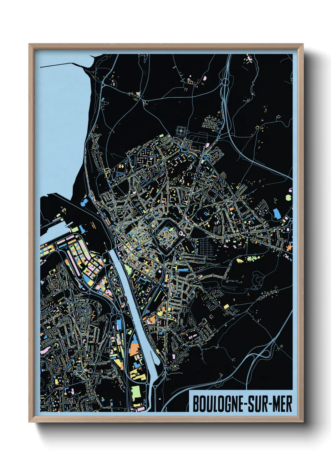 Une affiche de carte sur Boulogne-sur-Mer