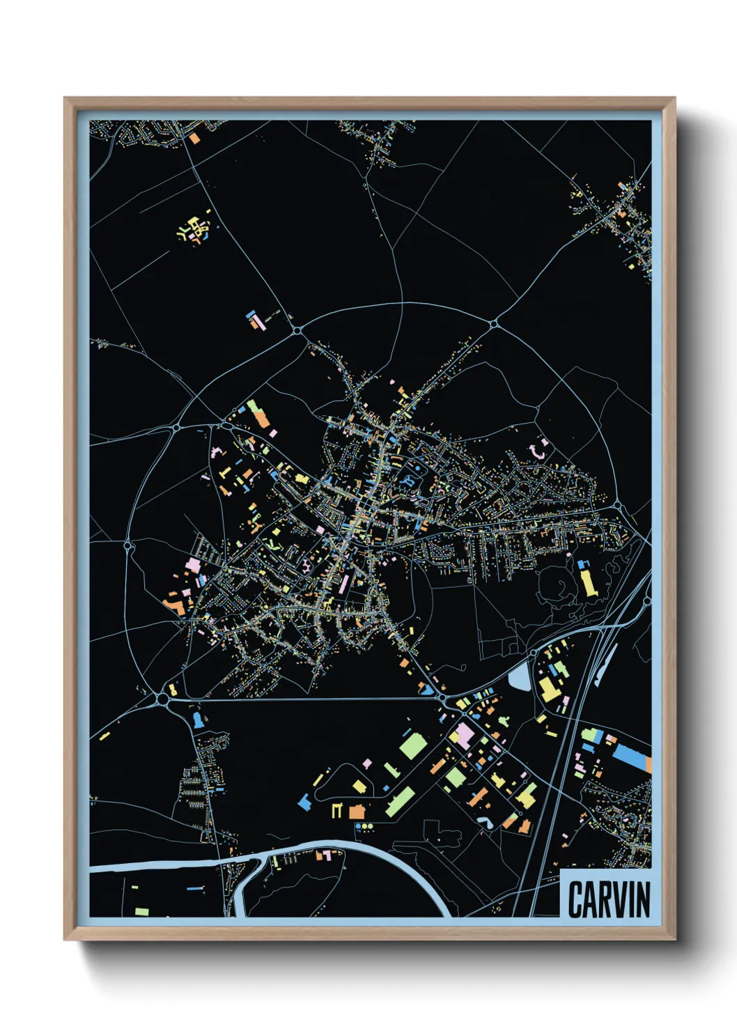 Une affiche de carte sur Carvin