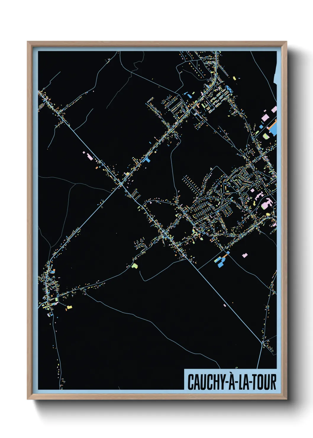 Une affiche de carte sur Cauchy-à-la-Tour