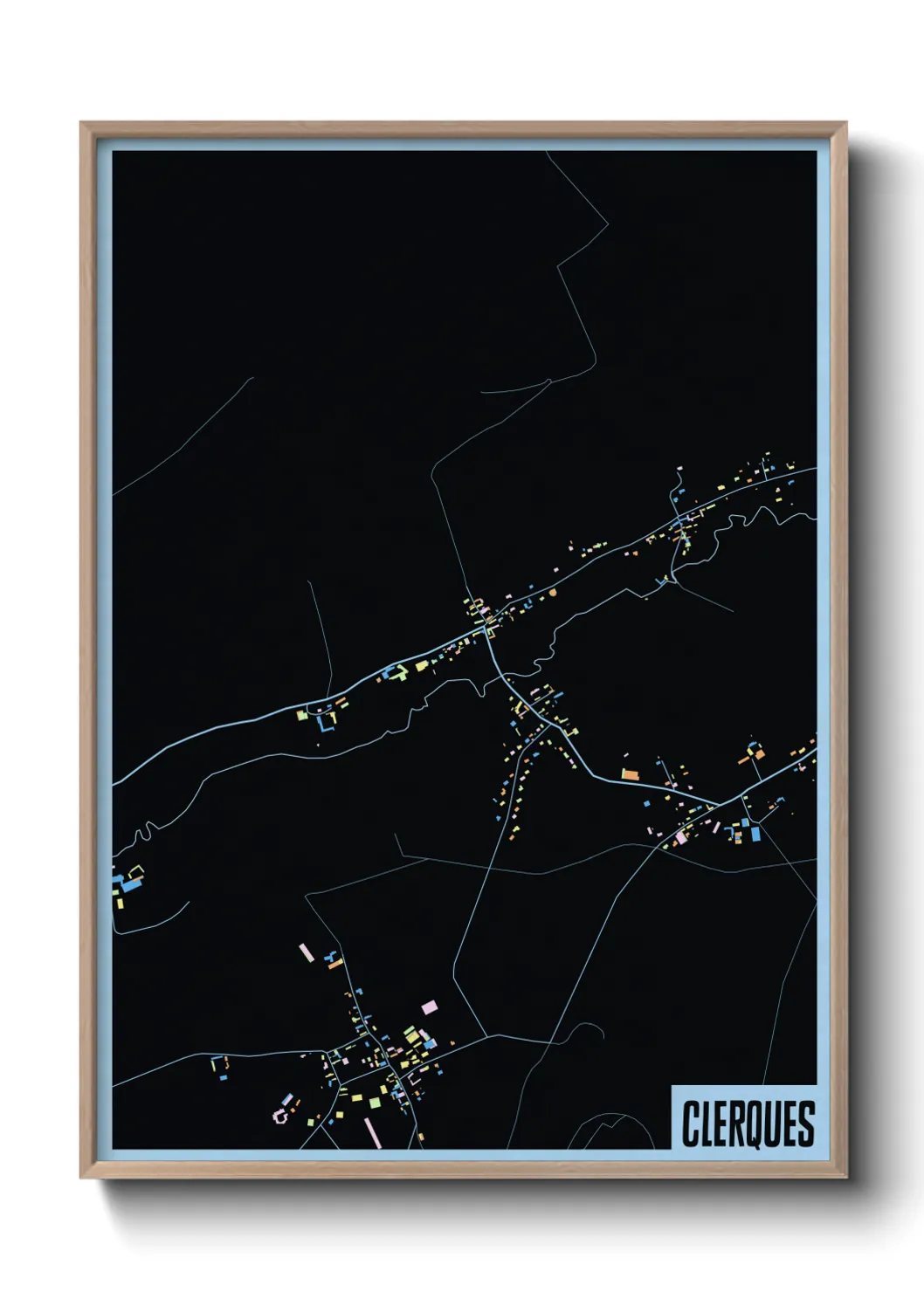 Une affiche de carte sur Clerques