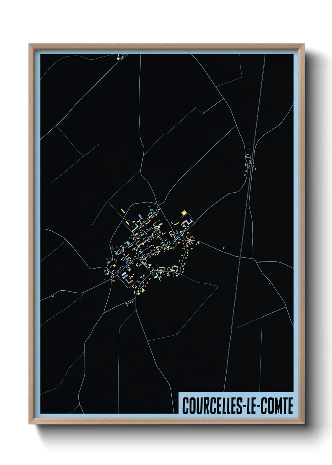 Une affiche de carte sur Courcelles-le-Comte