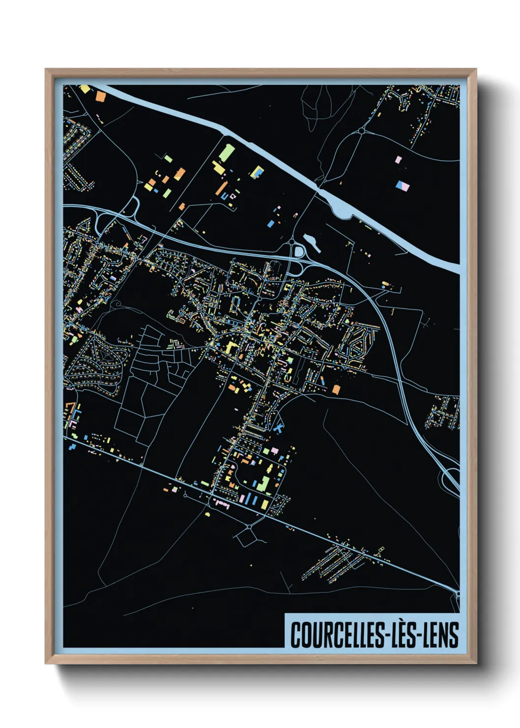 Une affiche de carte sur Courcelles-lès-Lens