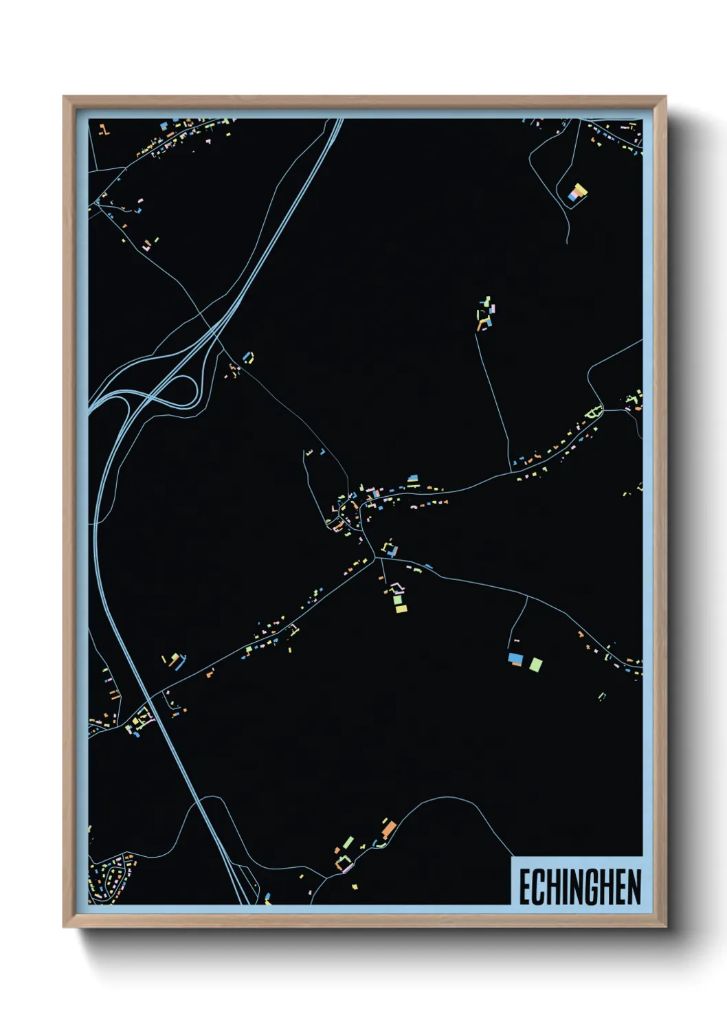 Une affiche de carte sur Echinghen