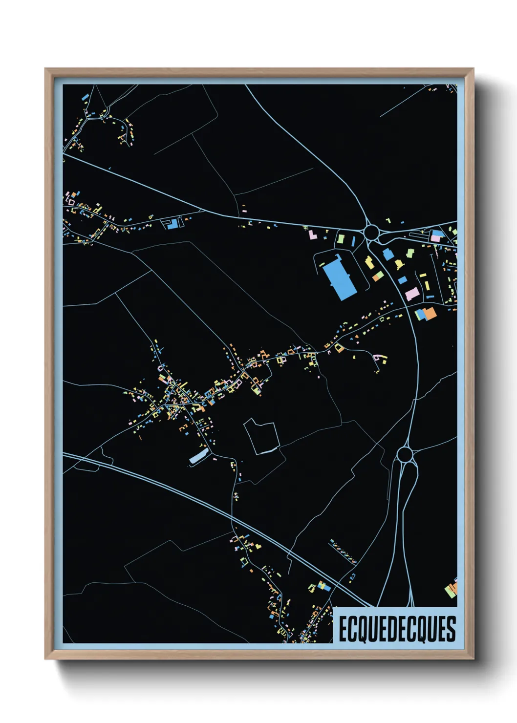 Une affiche de carte sur Ecquedecques