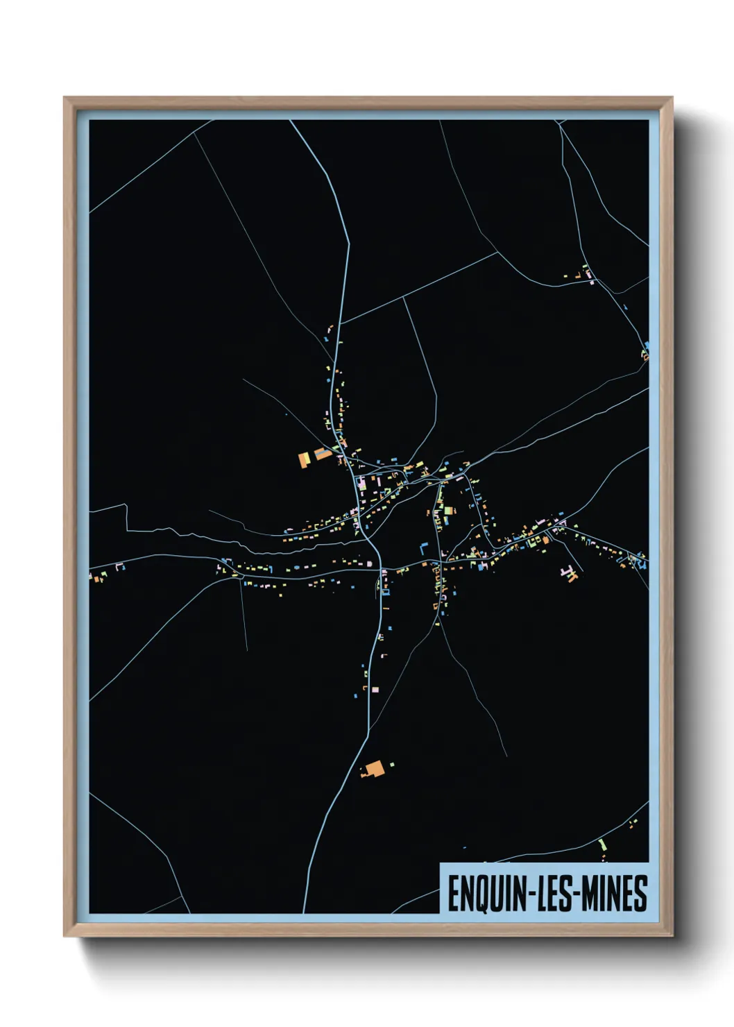 Une affiche de carte sur Enquin-les-Mines