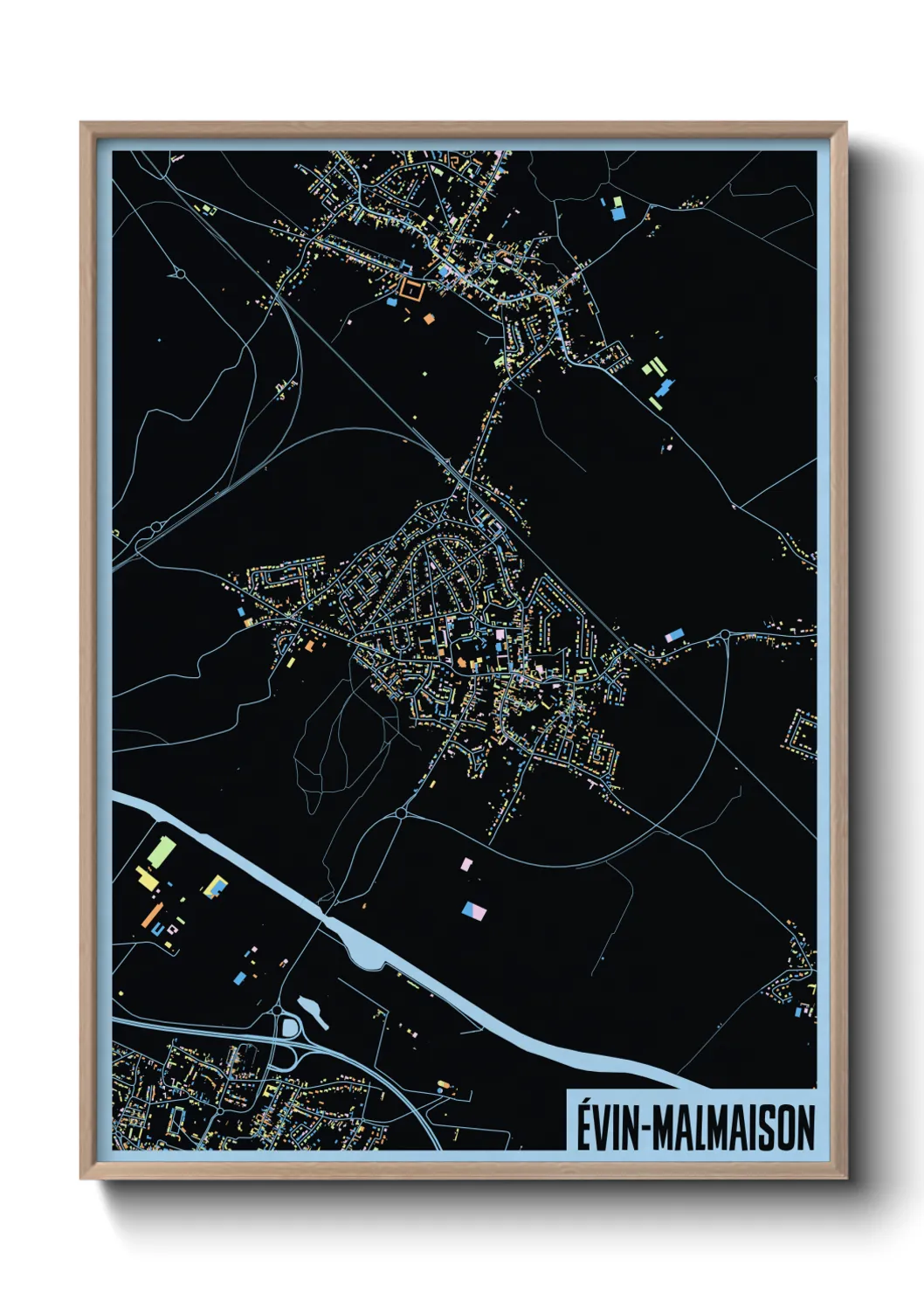 Une affiche de carte sur Évin-Malmaison