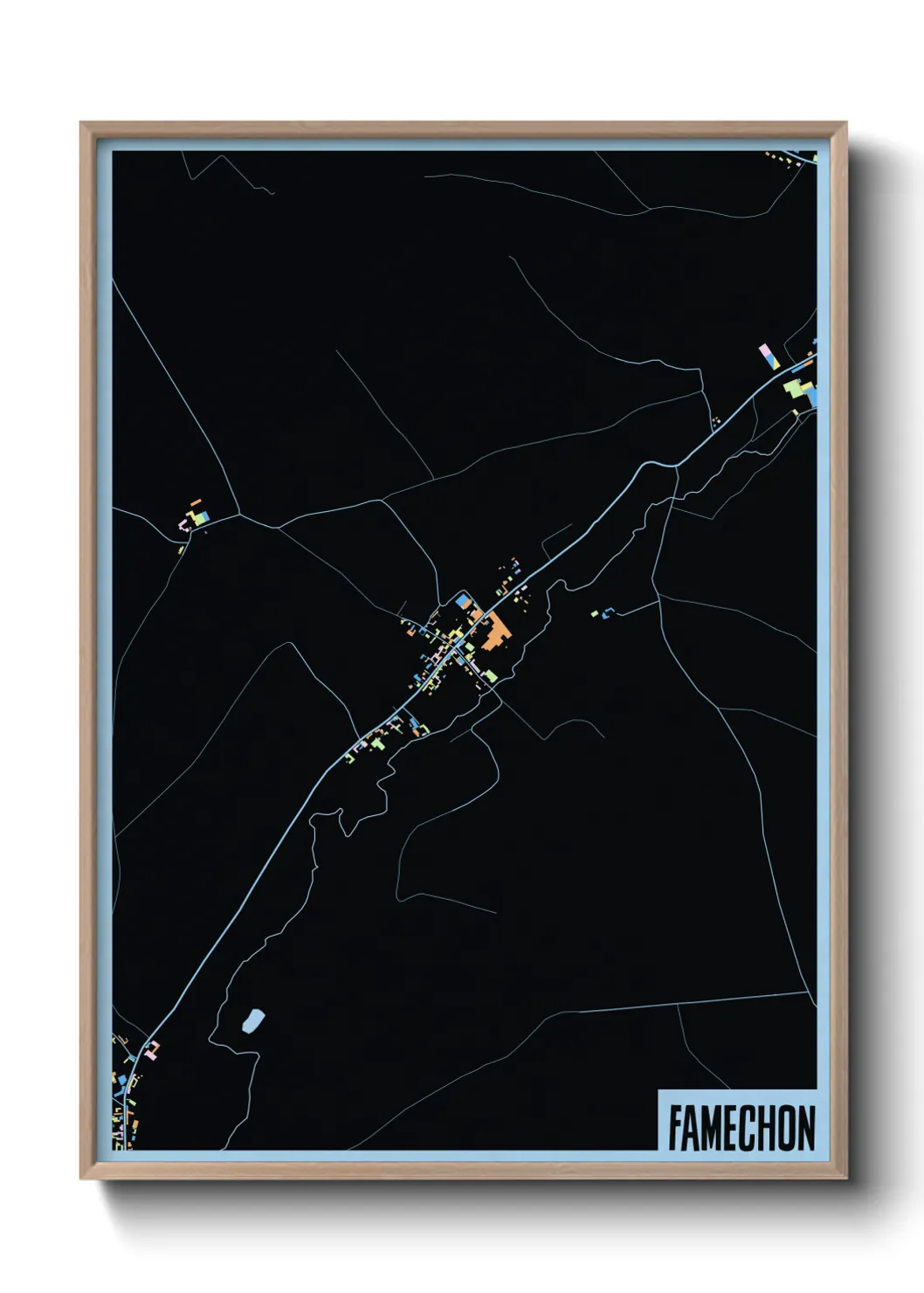 Une affiche de carte sur Famechon