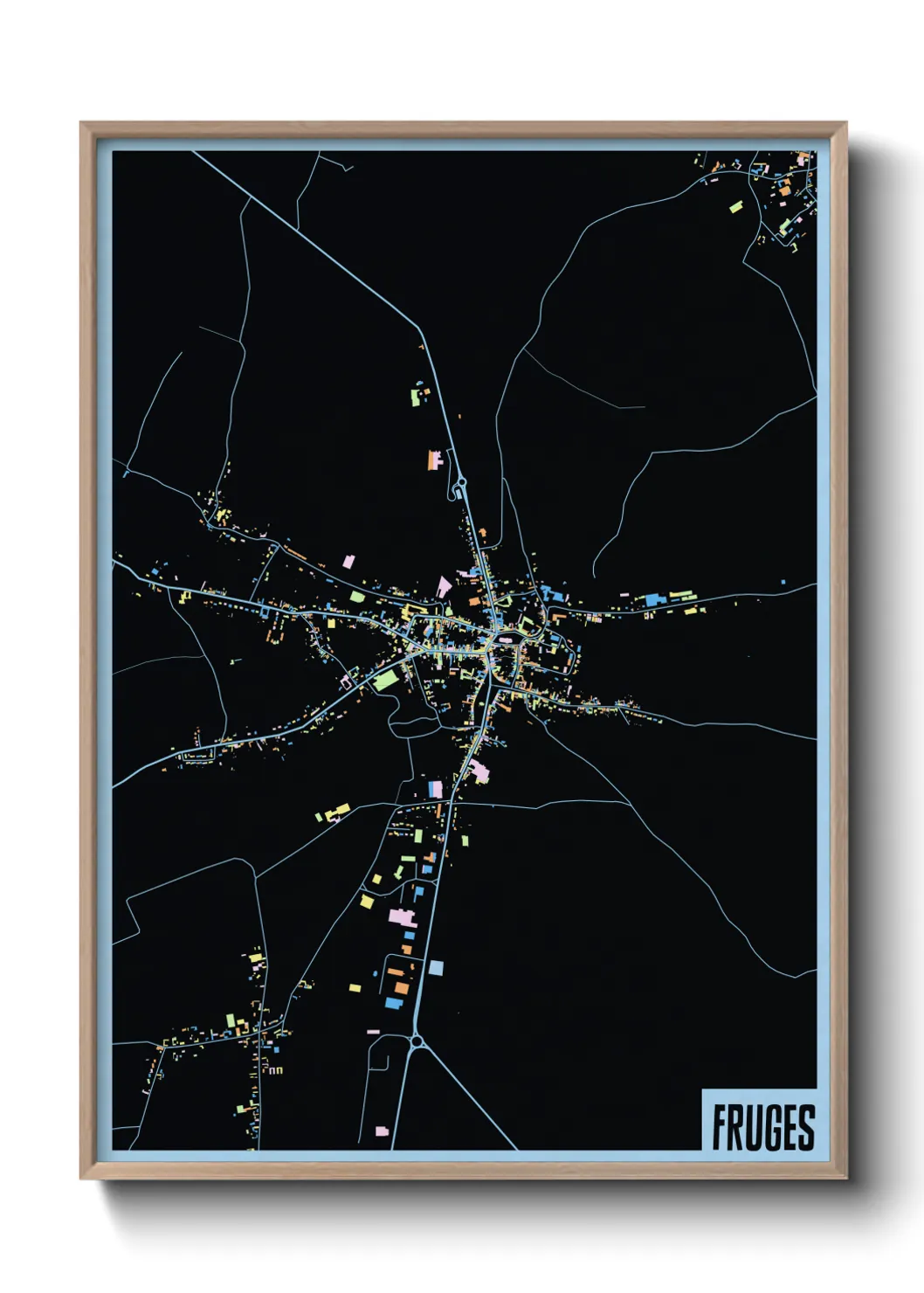 Une affiche de carte sur Fruges