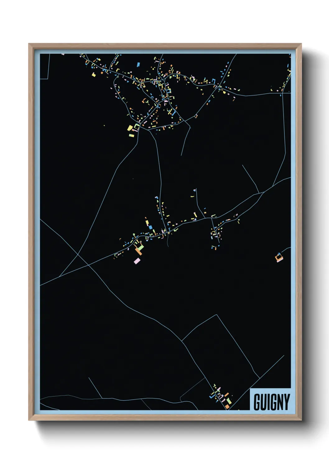 Une affiche de carte sur Guigny