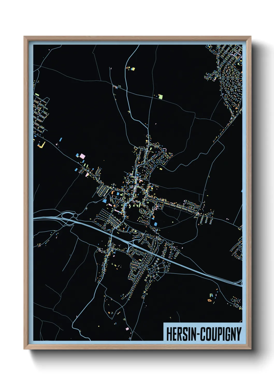 Une affiche de carte sur Hersin-Coupigny