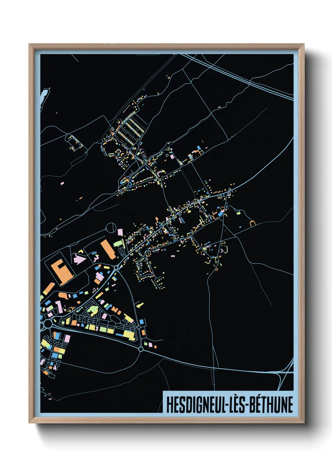 Une affiche de carte sur Hesdigneul-lès-Béthune