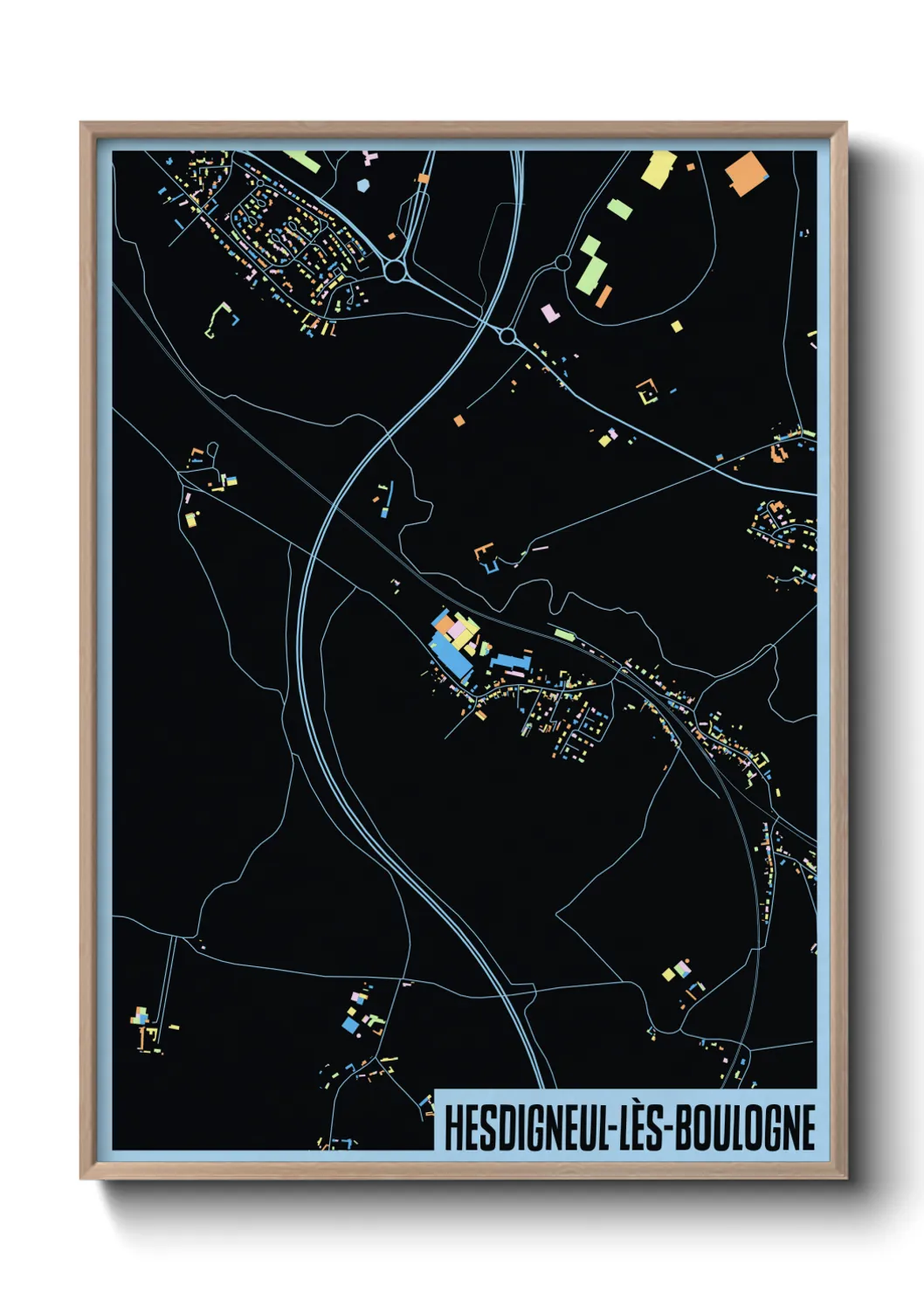 Une affiche de carte sur Hesdigneul-lès-Boulogne