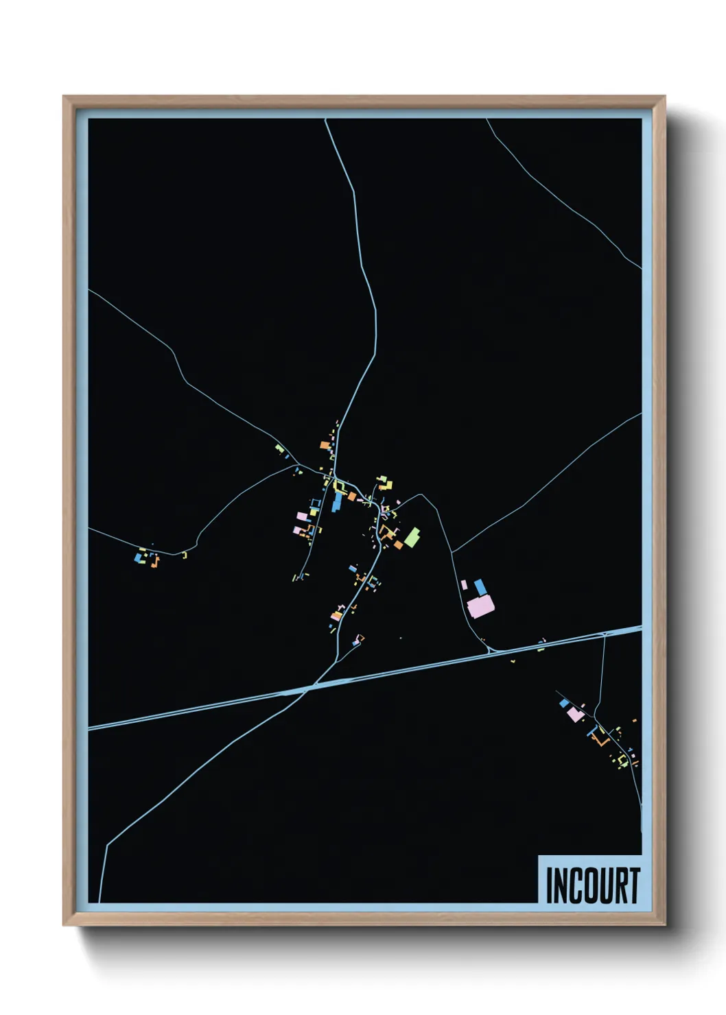 Une affiche de carte sur Incourt