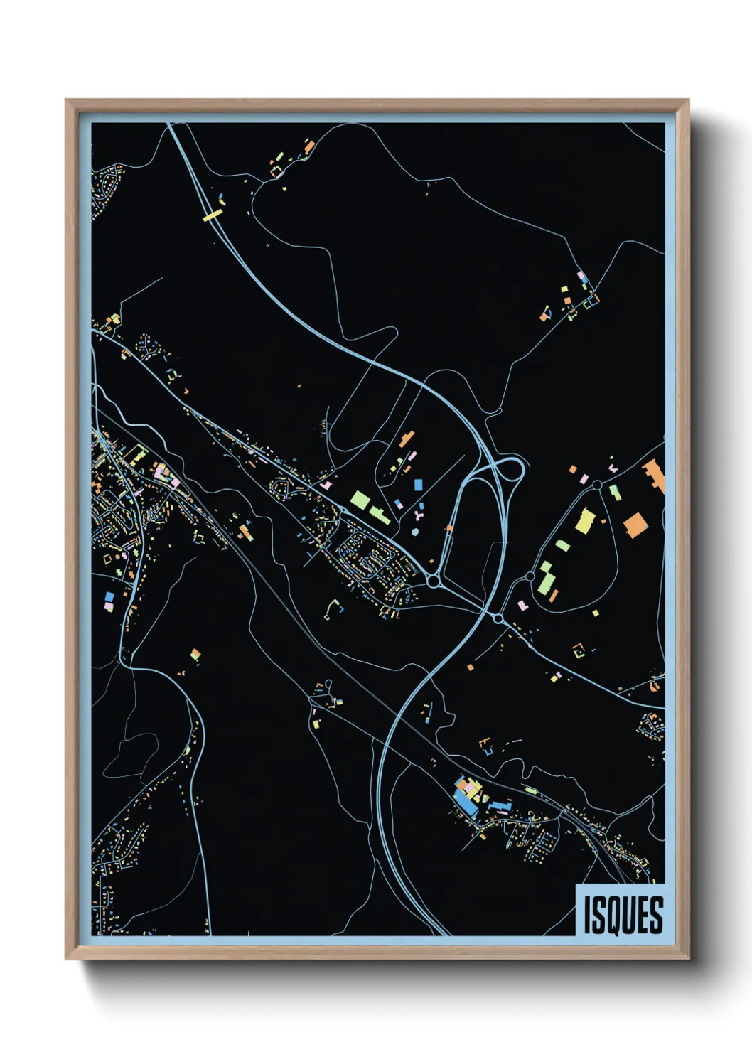 Une affiche de carte sur Isques