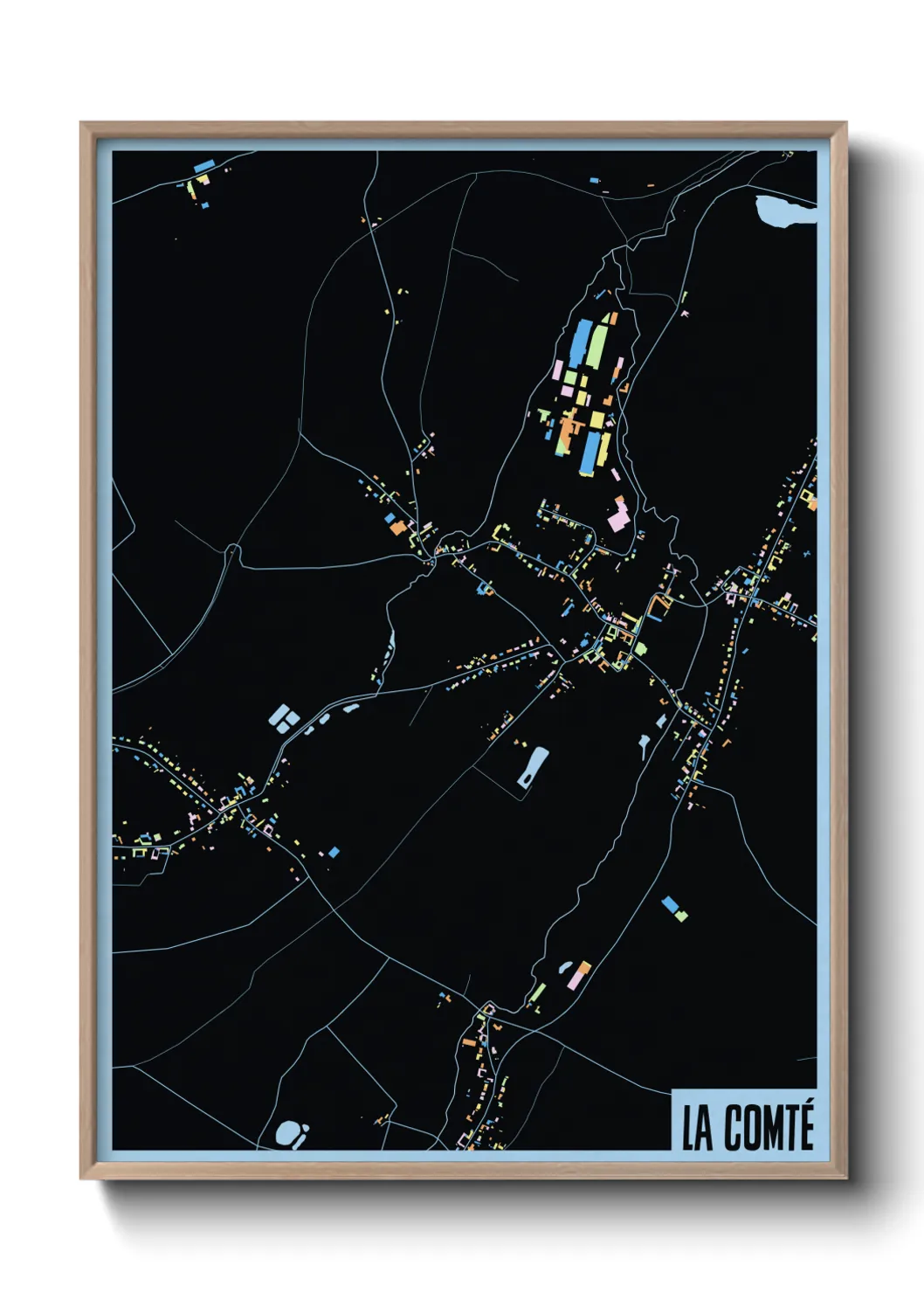 Une affiche de carte sur La Comté