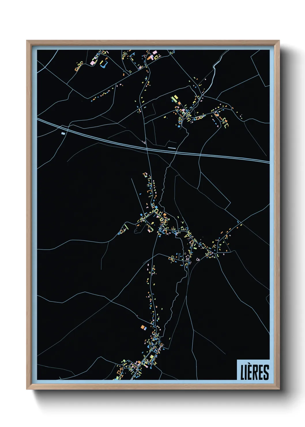 Une affiche de carte sur Lières