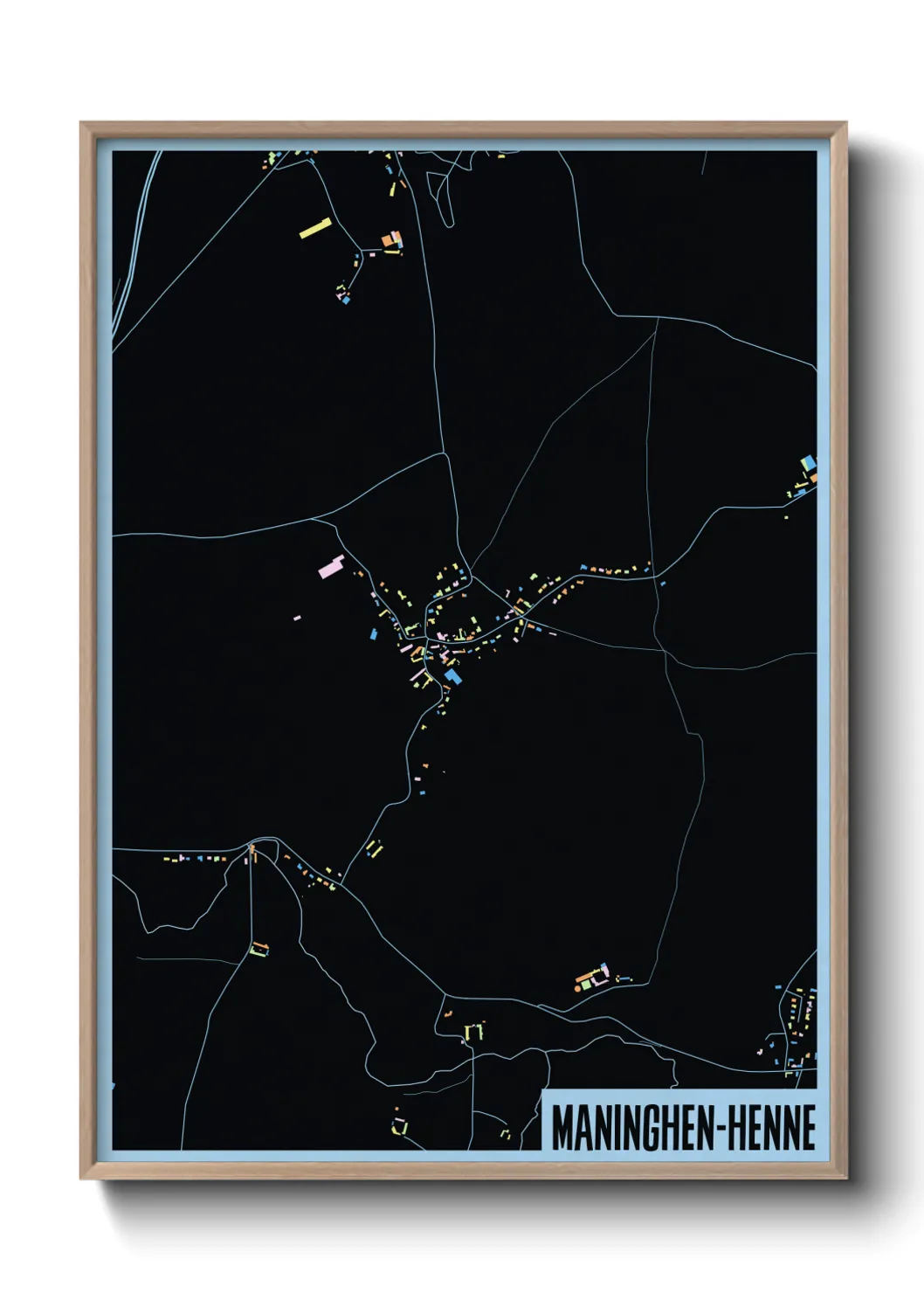 Une affiche de carte sur Maninghen-Henne