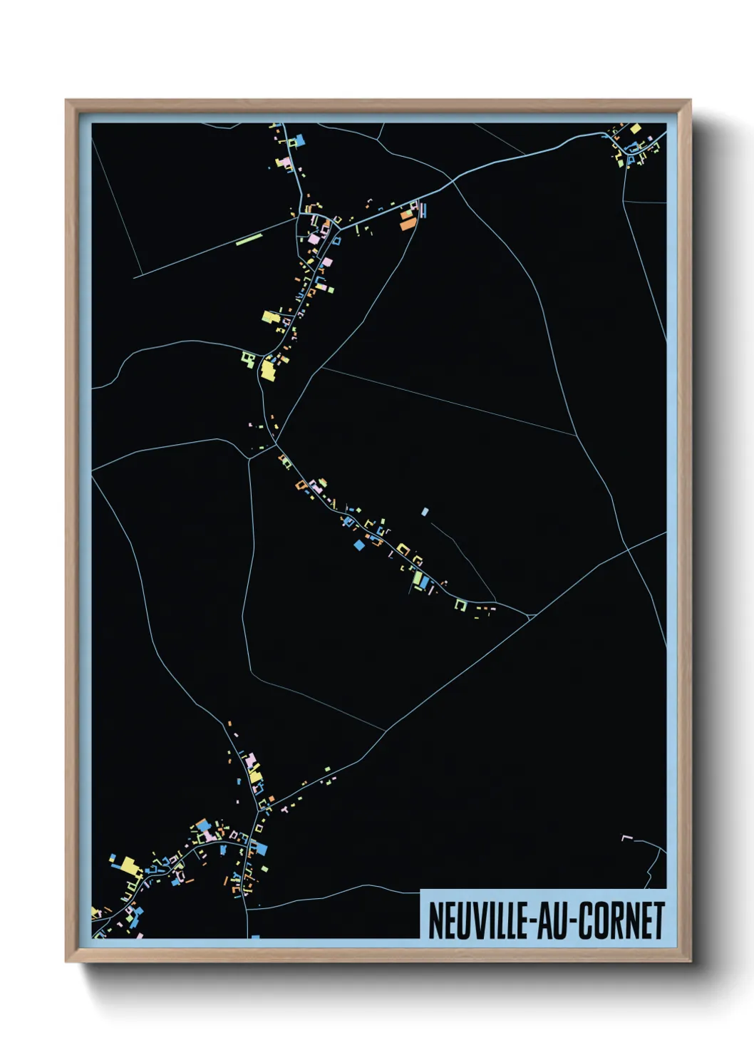 Une affiche de carte sur Neuville-au-Cornet