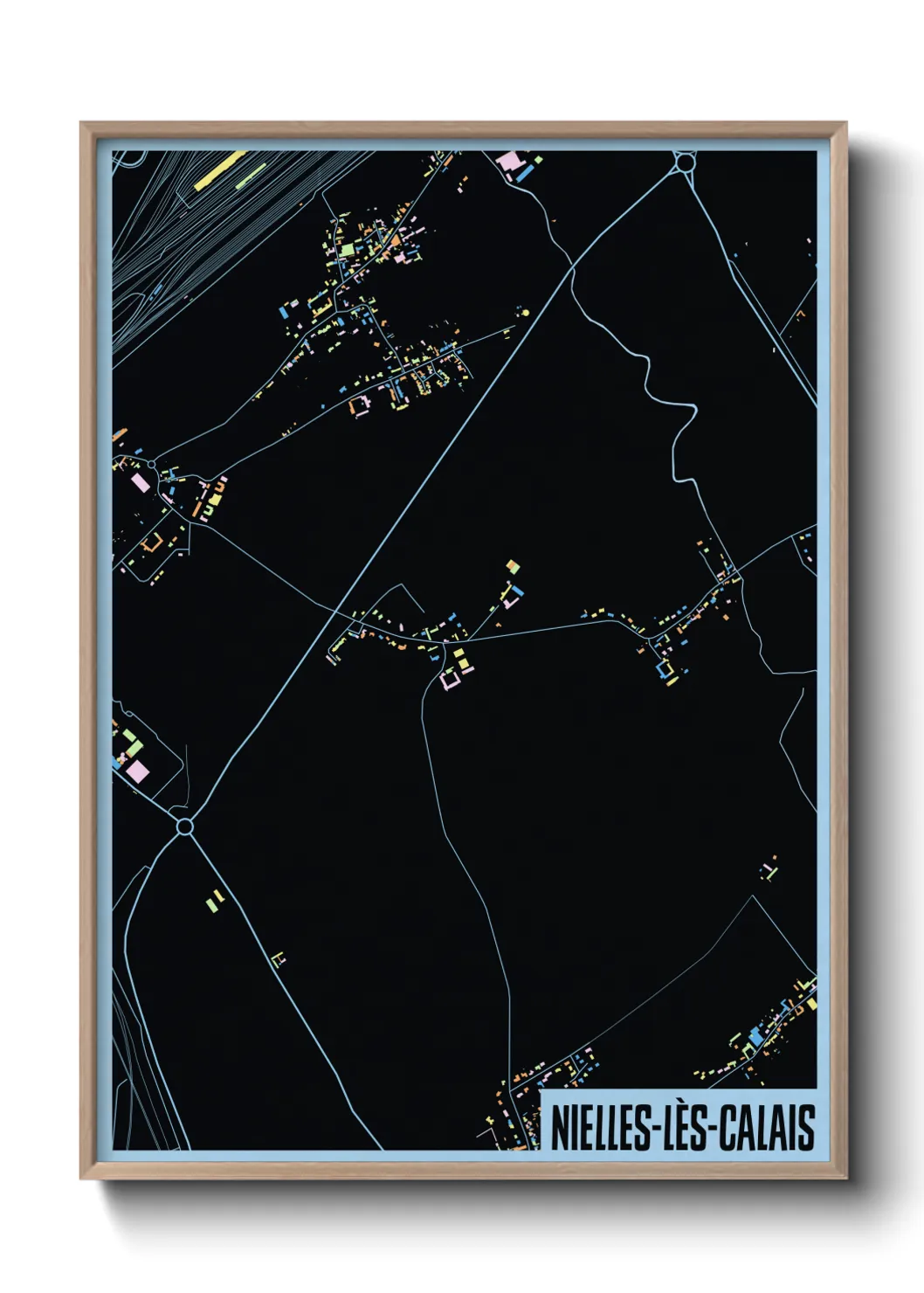 Une affiche de carte sur Nielles-lès-Calais