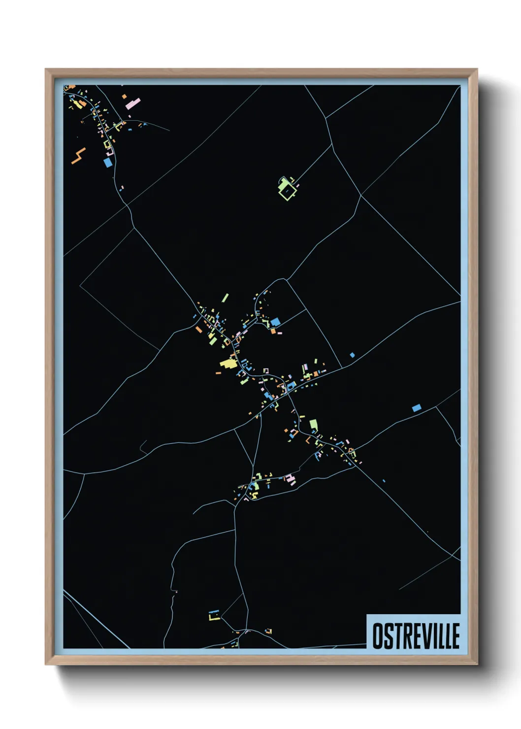 Une affiche de carte sur Ostreville