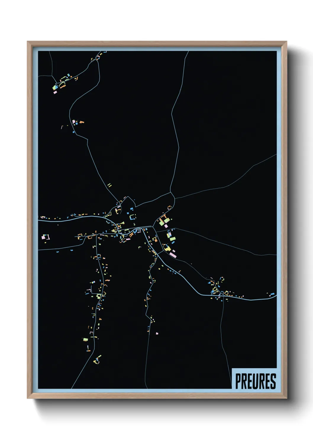 Une affiche de carte sur Preures