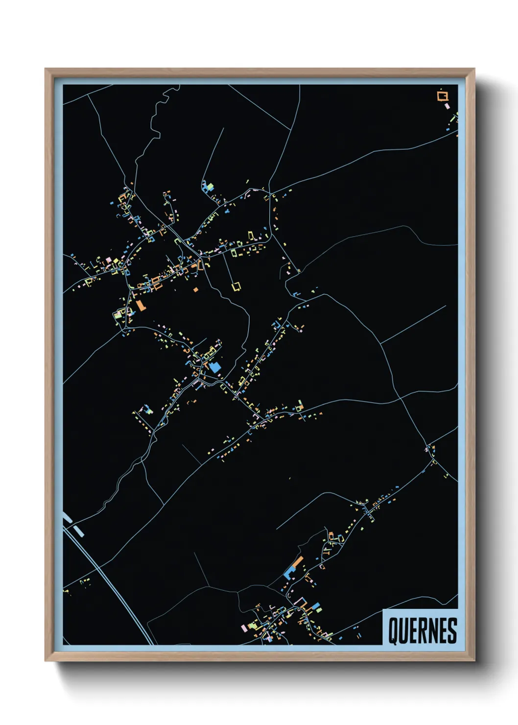 Une affiche de carte sur Quernes