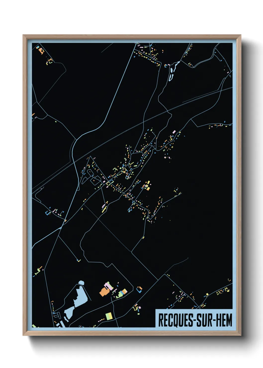 Une affiche de carte sur Recques-sur-Hem