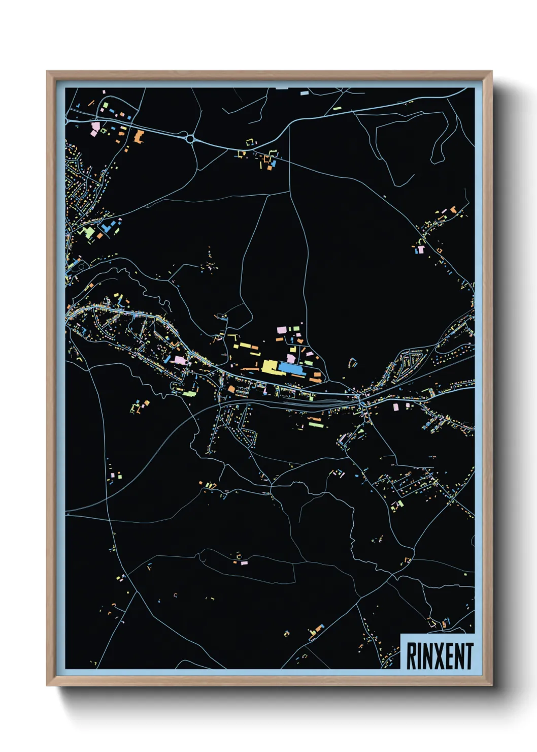 Une affiche de carte sur Rinxent