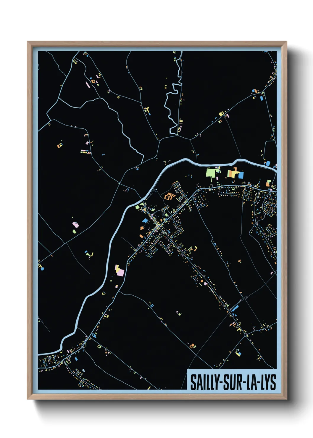 Une affiche de carte sur Sailly-sur-la-Lys