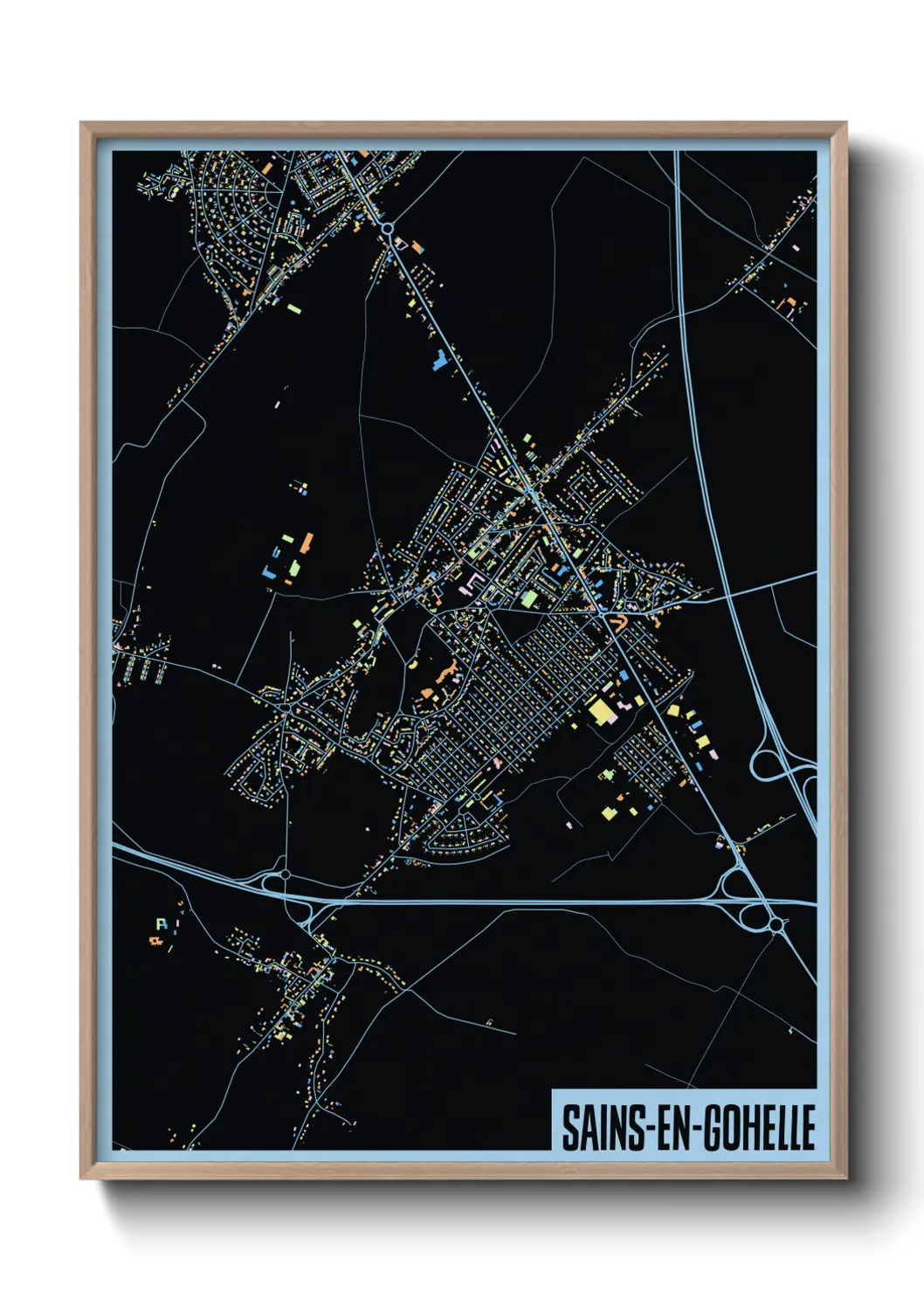 Une affiche de carte sur Sains-en-Gohelle