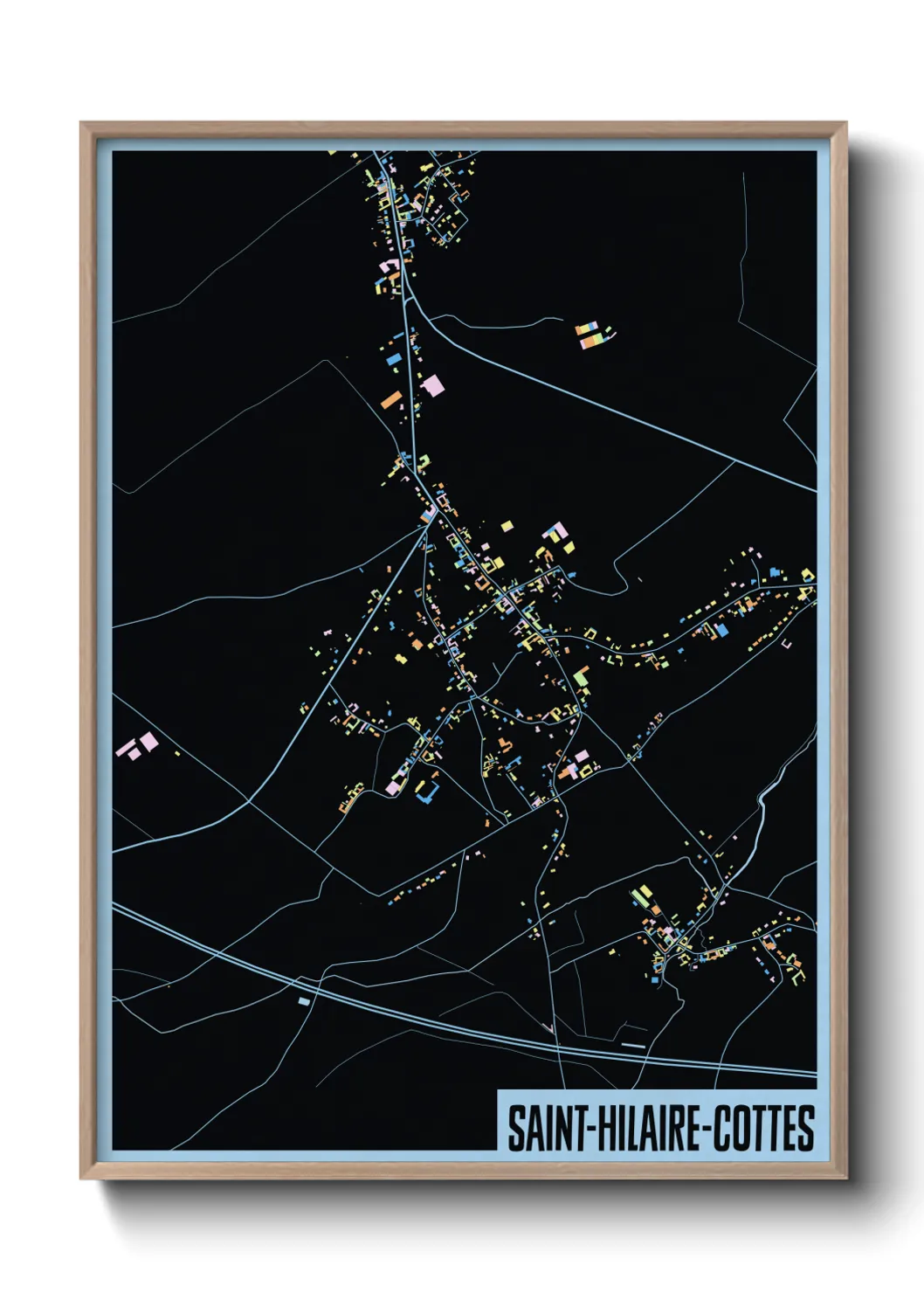 Une affiche de carte sur Saint-Hilaire-Cottes