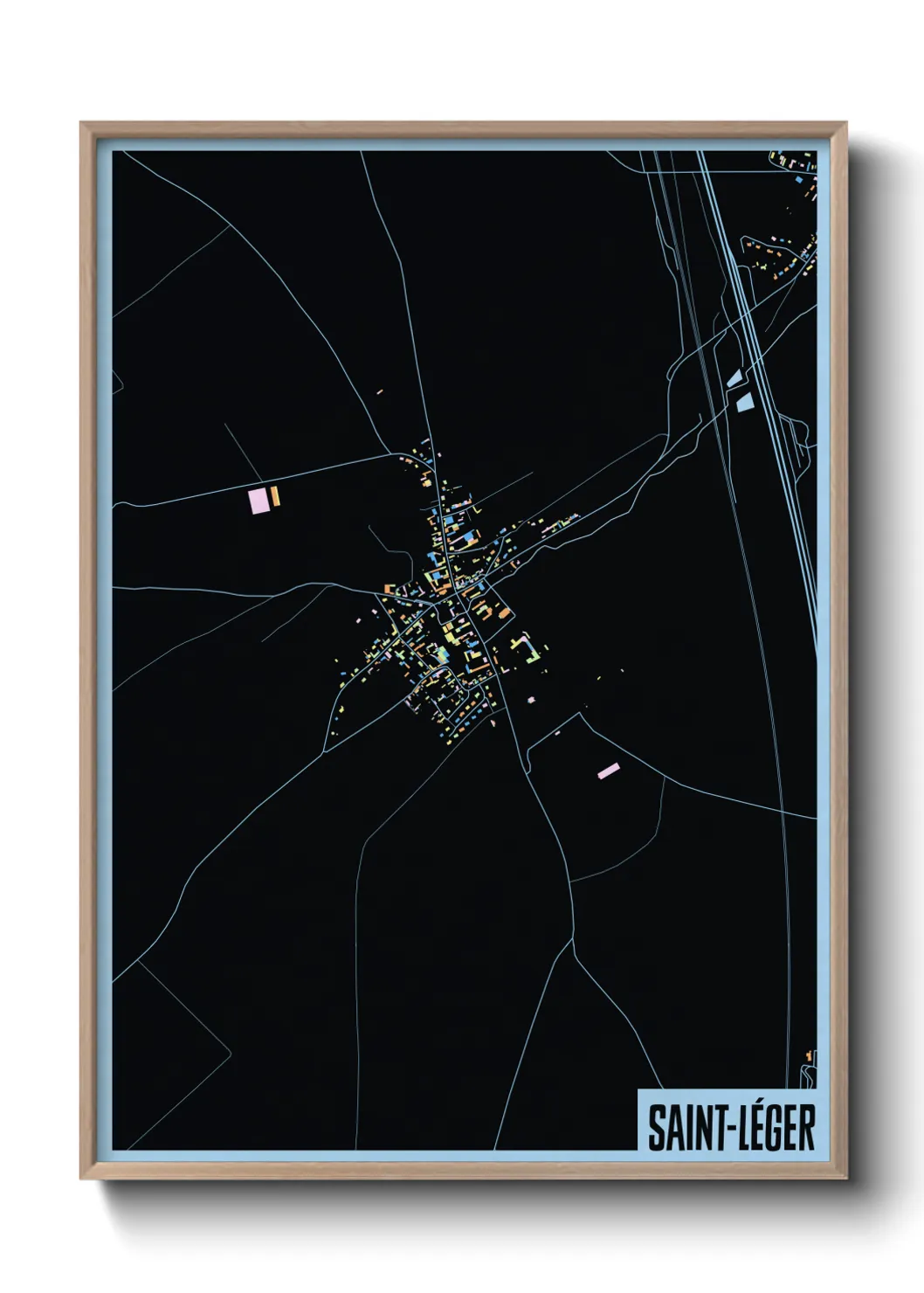 Une affiche de carte sur Saint-Léger