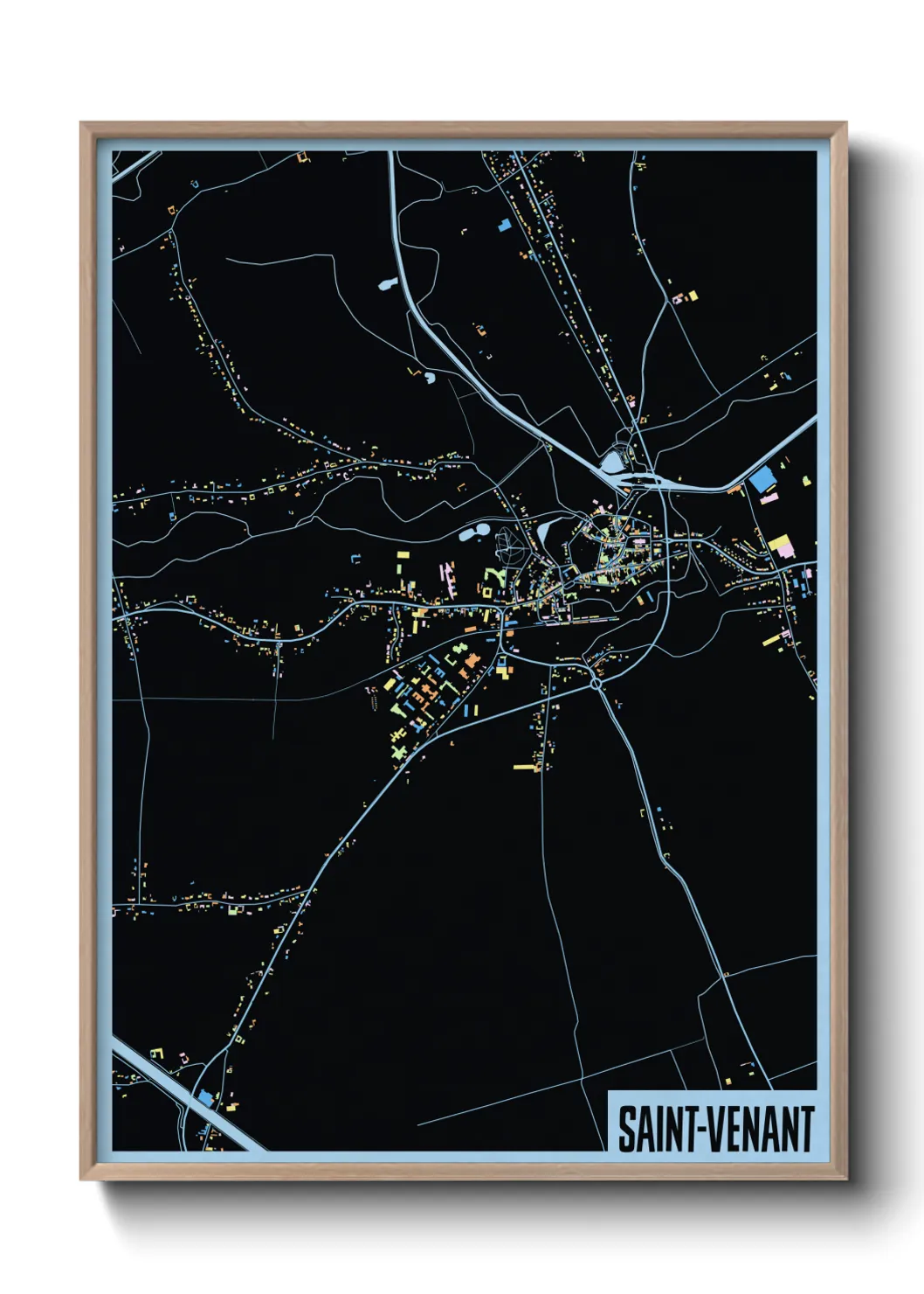 Une affiche de carte sur Saint-Venant