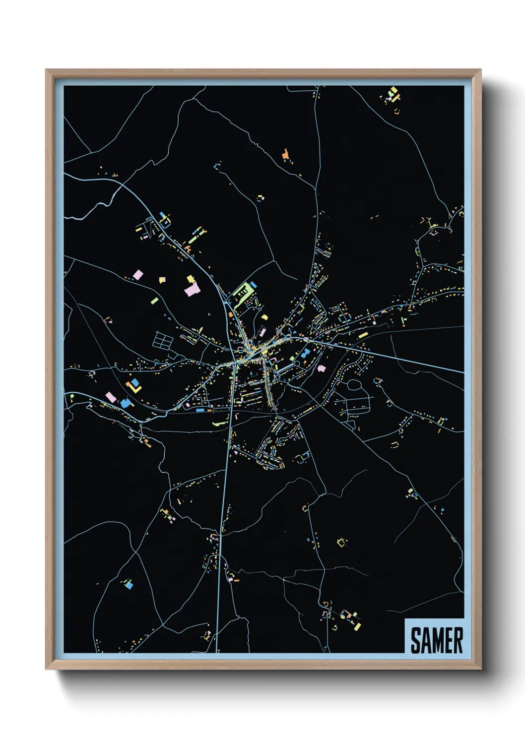 Une affiche de carte sur Samer