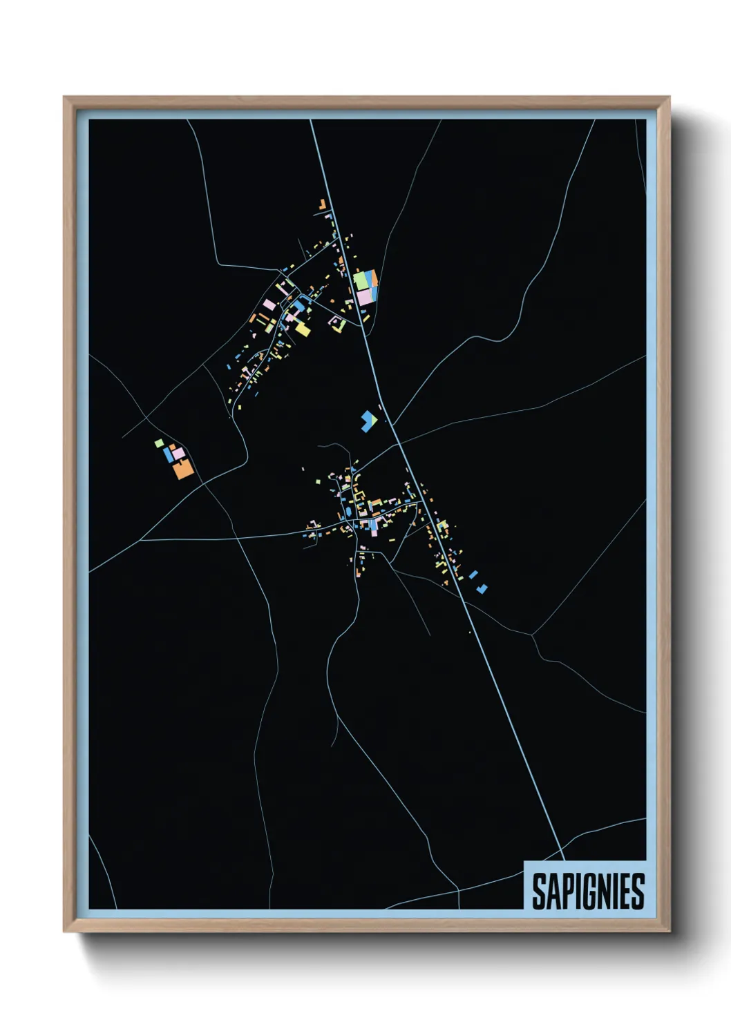 Une affiche de carte sur Sapignies