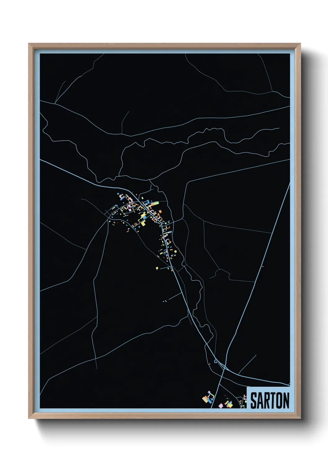 Une affiche de carte sur Sarton