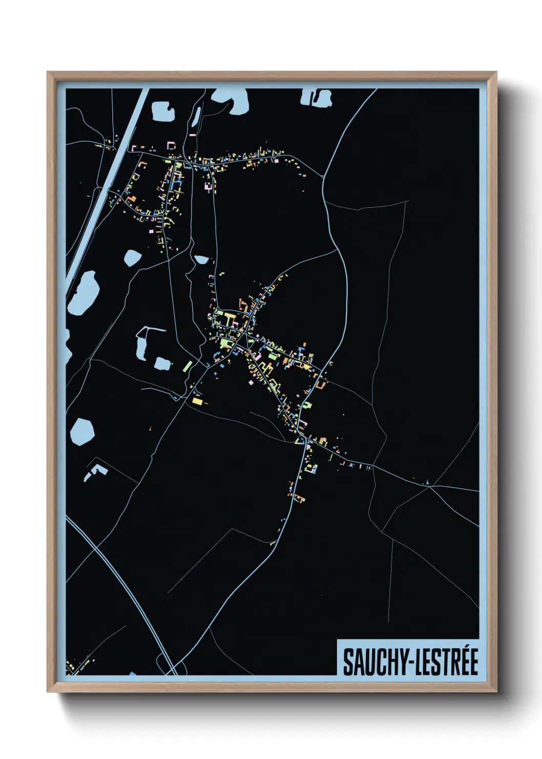 Une affiche de carte sur Sauchy-Lestrée