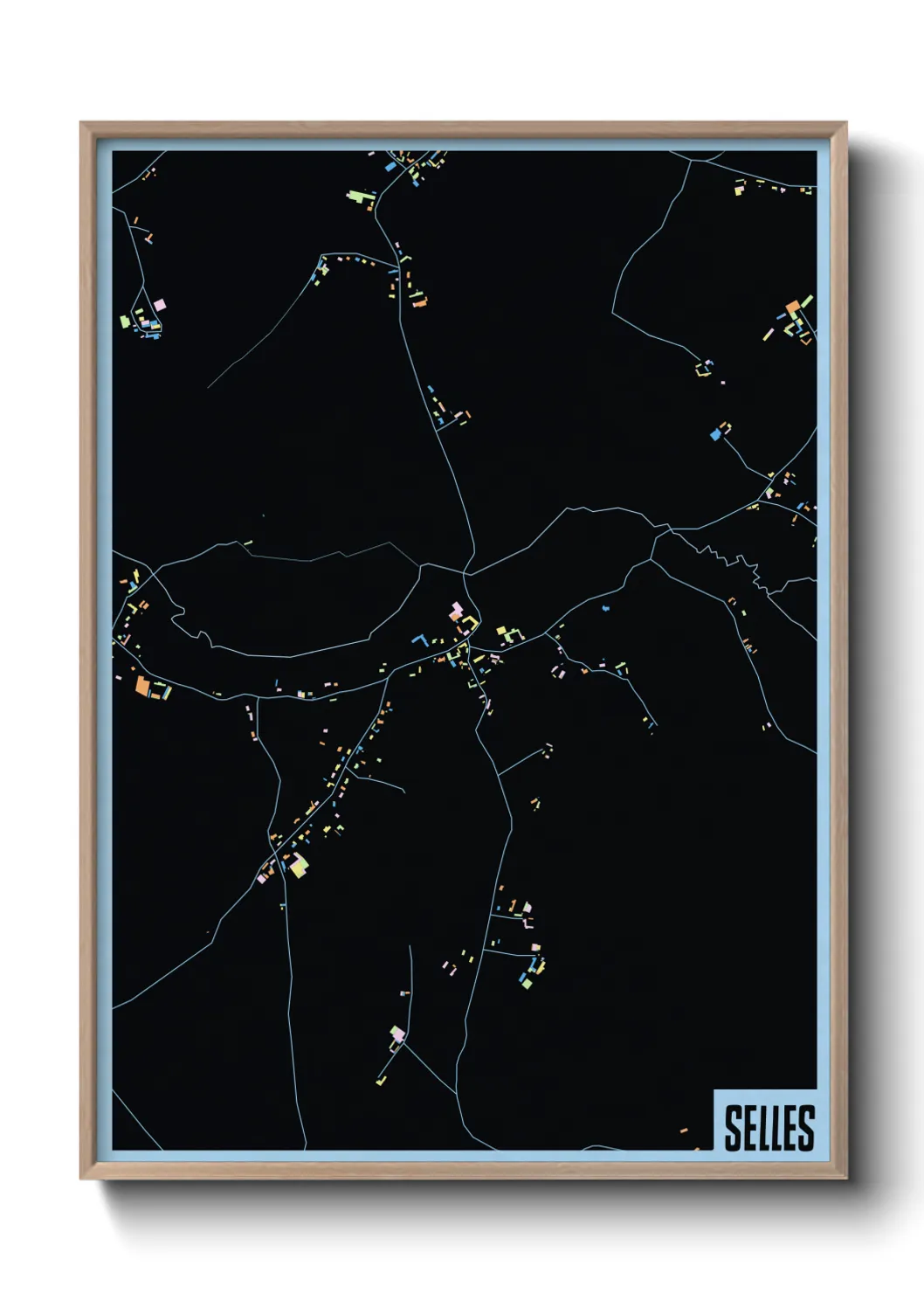 Une affiche de carte sur Selles