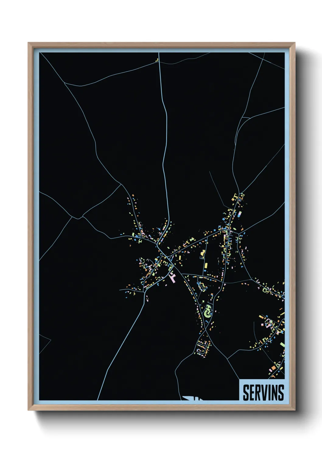 Une affiche de carte sur Servins