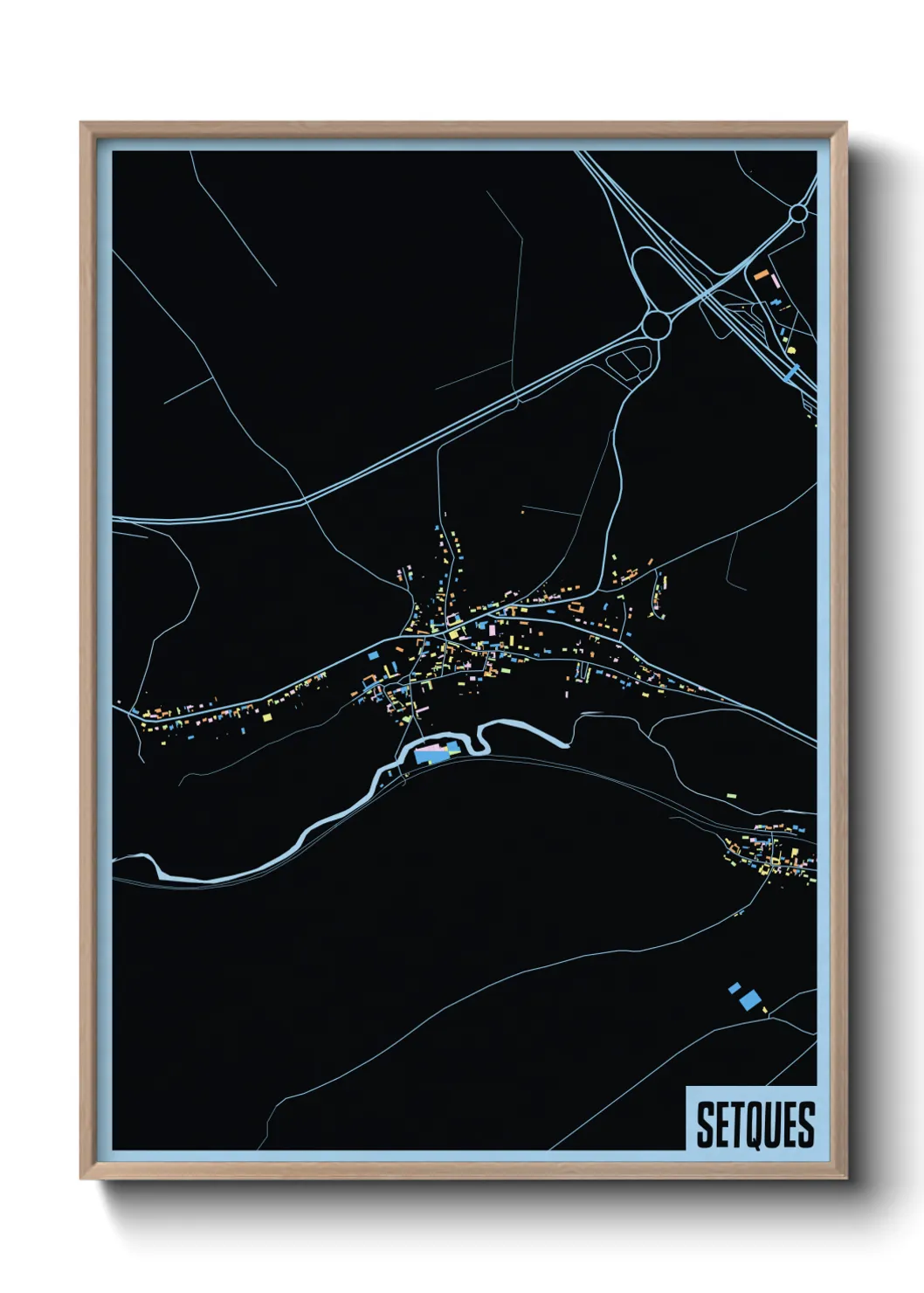 Une affiche de carte sur Setques