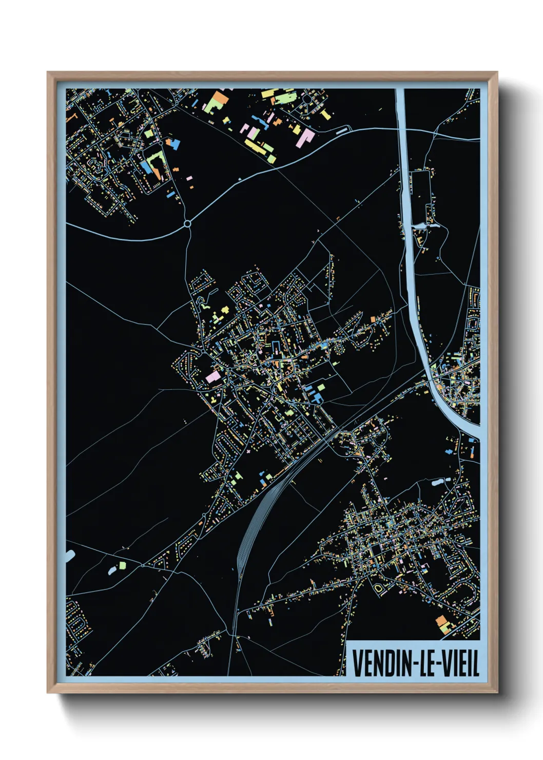 Une affiche de carte sur Vendin-le-Vieil